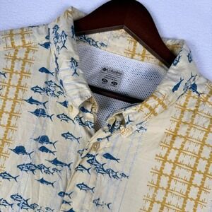 Columbia PFG Mens XXL Short Sleeve Fishing Shirt Fish AOP Vented Outdoor Hiking